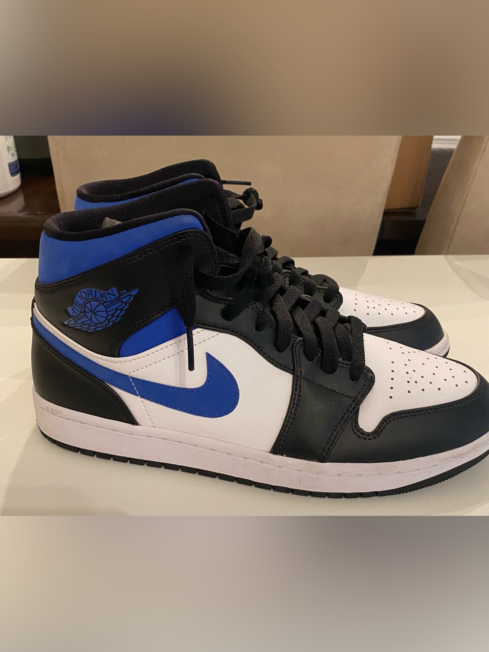 Jordan Mid/High-Top Sneakers in Black/White/Royal Blue Racer Sz 10.5